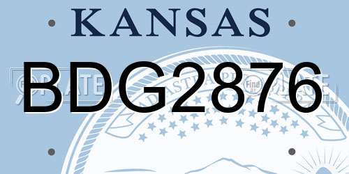 BDG2876 Kansas License Plate