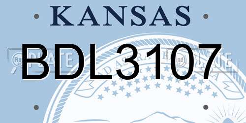 BDL3107 Kansas License Plate