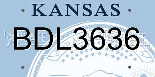 BDL3636 Kansas License Plate