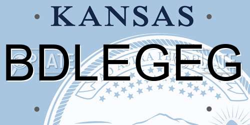 BDLEGEG Kansas License Plate