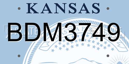 BDM3749 Kansas License Plate