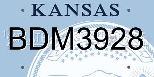 BDM3928 Kansas License Plate