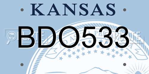 BDO533 Kansas License Plate