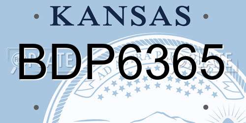 BDP6365 Kansas License Plate