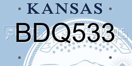 BDQ533 Kansas License Plate