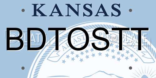 BDTOSTT Kansas License Plate