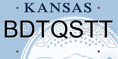 BDTQSTT Kansas License Plate