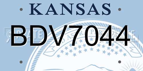 BDV7044 Kansas License Plate