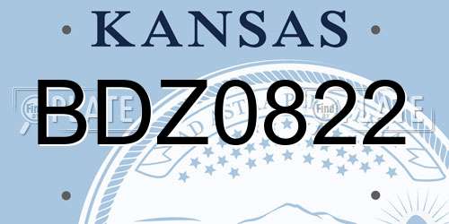 BDZ0822 Kansas License Plate