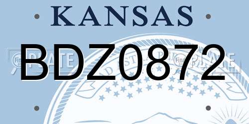 BDZ0872 Kansas License Plate