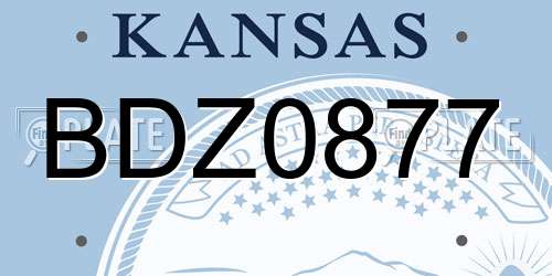 BDZ0877 Kansas License Plate