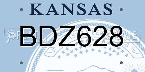 BDZ628 Kansas License Plate