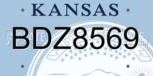 BDZ8569 Kansas License Plate