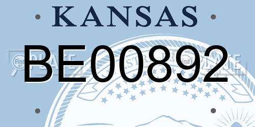 BE00892 Kansas License Plate