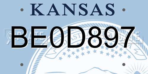 BE0D897 Kansas License Plate