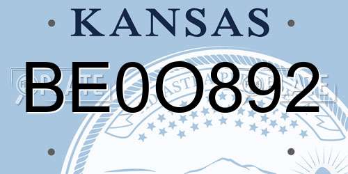 BE0O892 Kansas License Plate