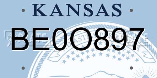 BE0O897 Kansas License Plate