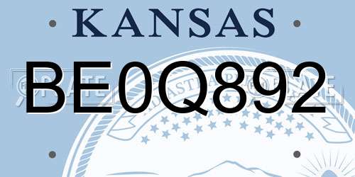 BE0Q892 Kansas License Plate