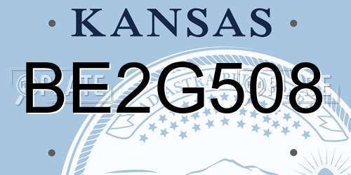BE2G508 Kansas License Plate