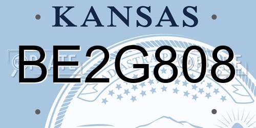 BE2G808 Kansas License Plate