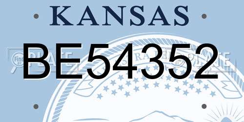 BE54352 Kansas License Plate