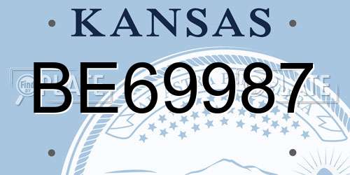 BE69987 Kansas License Plate