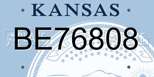 BE76808 Kansas License Plate