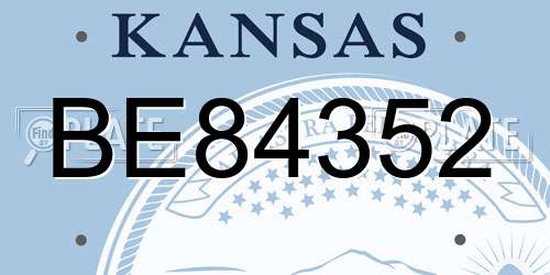 BE84352 Kansas License Plate