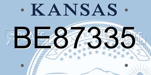 BE87335 Kansas License Plate