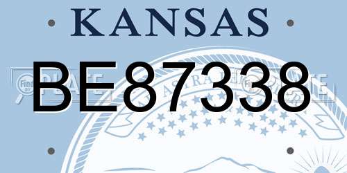 BE87338 Kansas License Plate