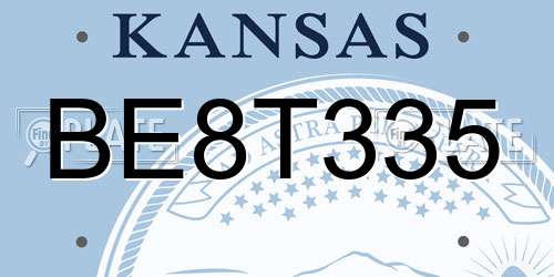BE8T335 Kansas License Plate
