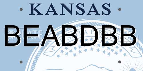 BEABDBB Kansas License Plate