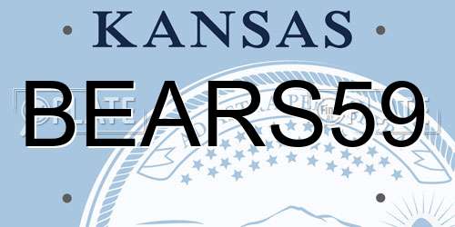 BEARS59 Kansas License Plate