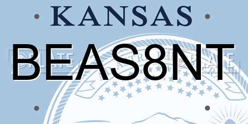 BEAS8NT Kansas License Plate