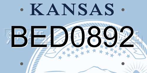 BED0892 Kansas License Plate