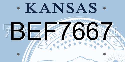 BEF7667 Kansas License Plate