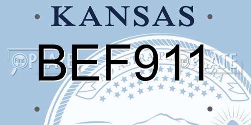 BEF911 Kansas License Plate