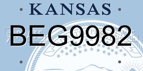BEG9982 Kansas License Plate