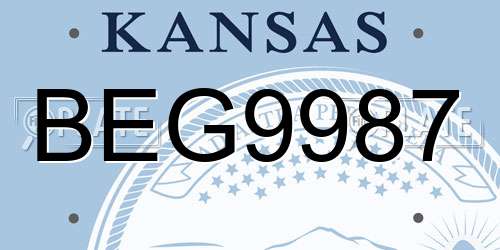BEG9987 Kansas License Plate