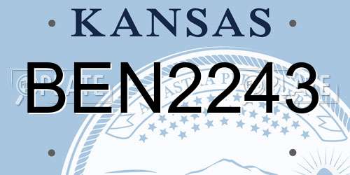 BEN2243 Kansas License Plate
