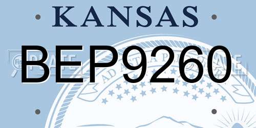 BEP9260 Kansas License Plate