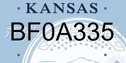 BF0A335 Kansas License Plate