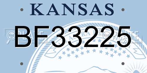 BF33225 Kansas License Plate