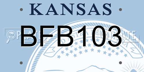 BFB103 Kansas License Plate