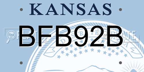 BFB92B Kansas License Plate