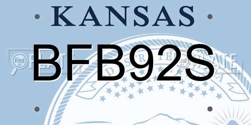 BFB92S Kansas License Plate
