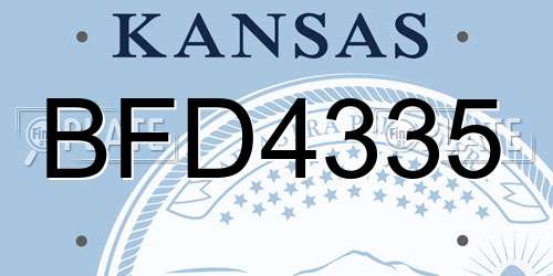 BFD4335 Kansas License Plate