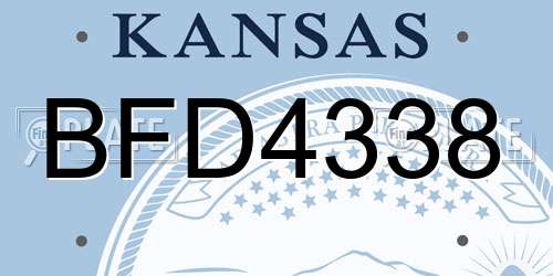 BFD4338 Kansas License Plate