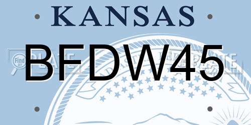 BFDW45 Kansas License Plate