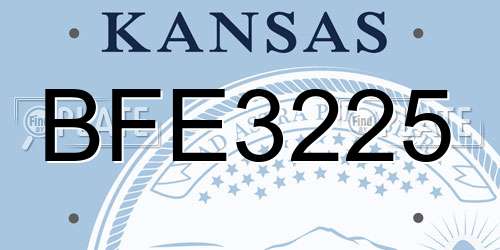 BFE3225 Kansas License Plate